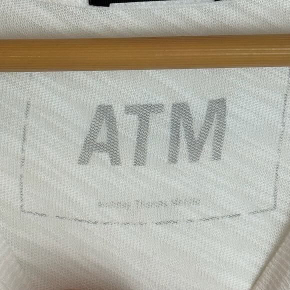 ATM Anthony Thomas Melillo White Slub Cotton Tee Shirt XL Lightweight Sheer Top - Picture 3 of 12